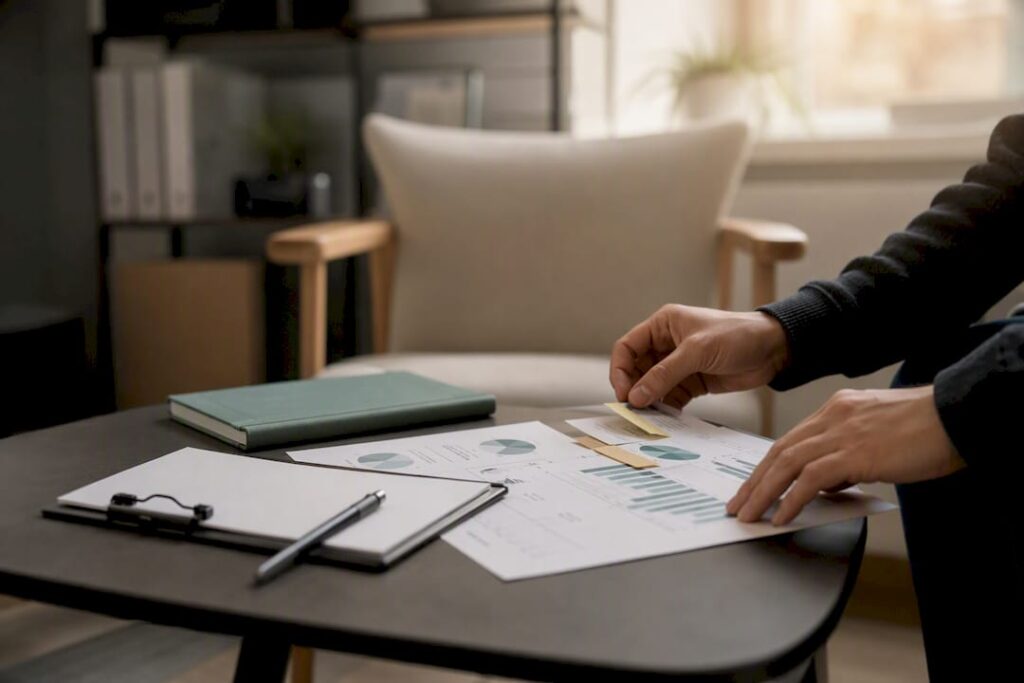 Hands adjusting supply chain forecasting charts