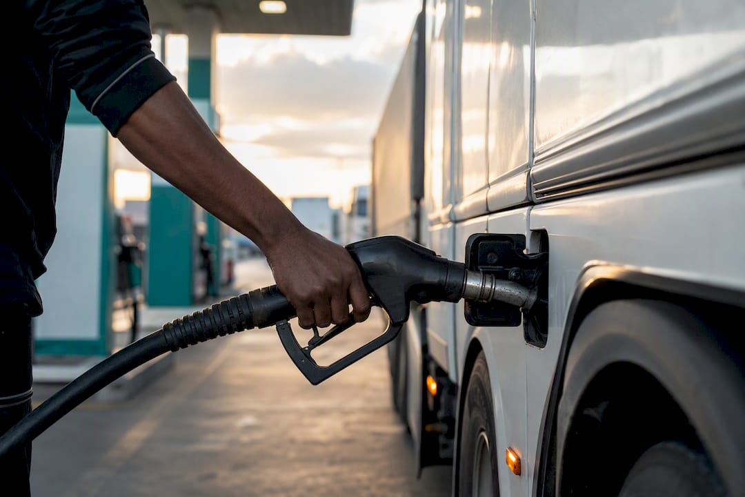 Fuel nozzle refueling commercial truck