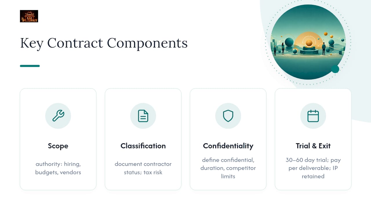 Diagram of contract components for fractional leadership