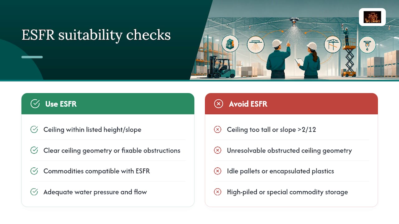 ESFR suitability checks and alternate protection paths