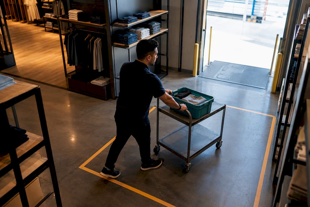 Store associate moving order through staging zone