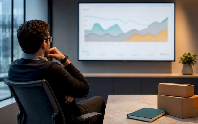 Planner reviewing abstract demand forecast curves