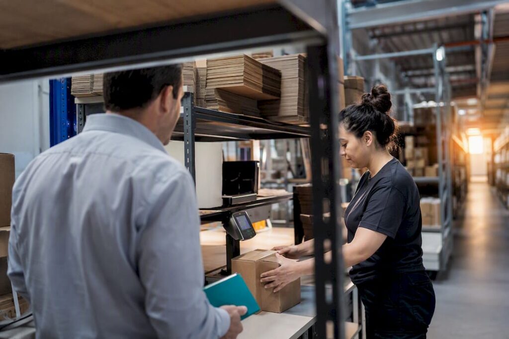 Operator evaluating fulfillment warehouse processes