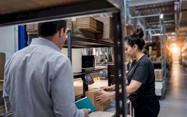 Operator evaluating fulfillment warehouse processes