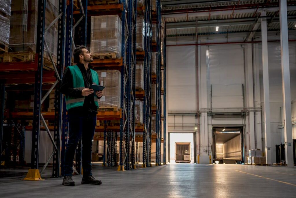 Warehouse aisle showing usable storage capacity
