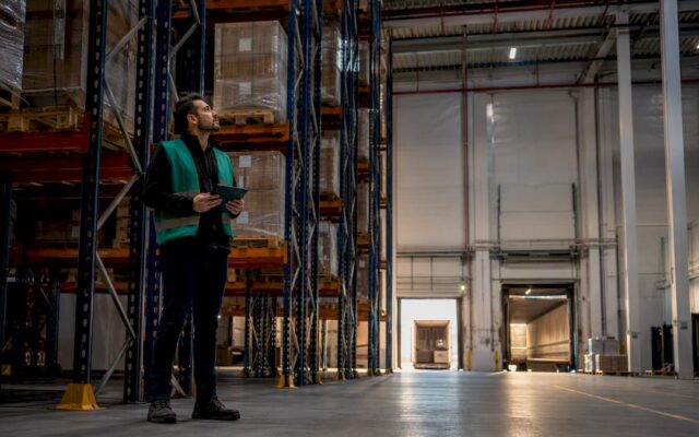 Warehouse aisle showing usable storage capacity