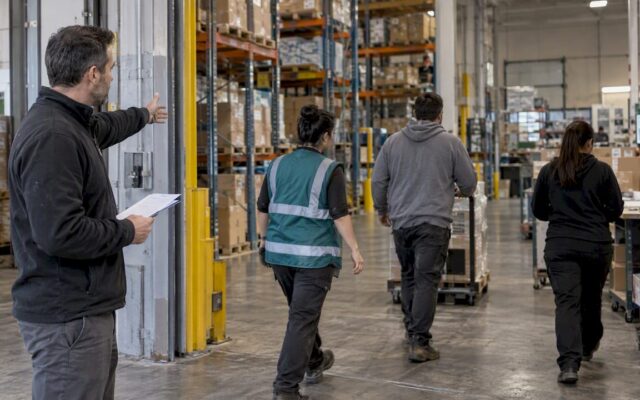 Supervisor assigning warehouse labor before shift