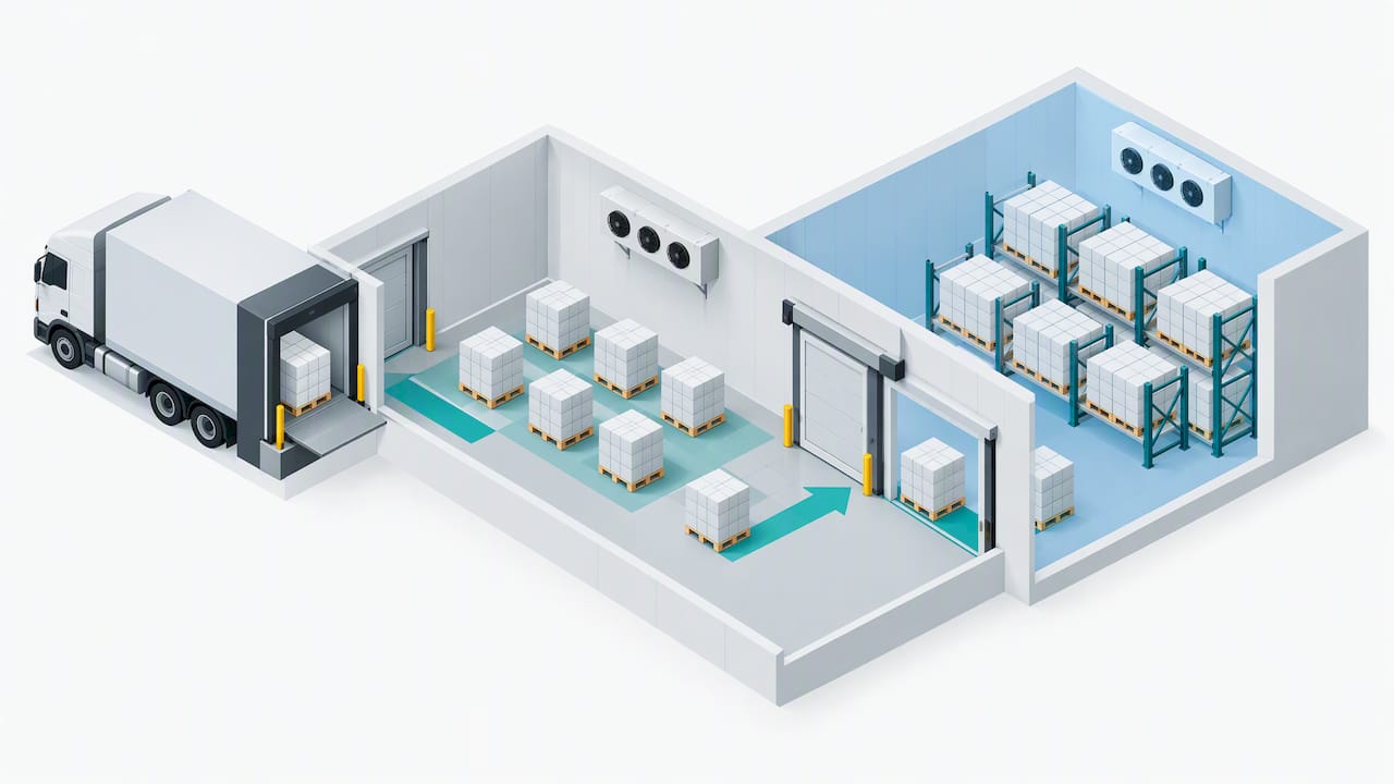 Illustration of dock and freezer temperature zones