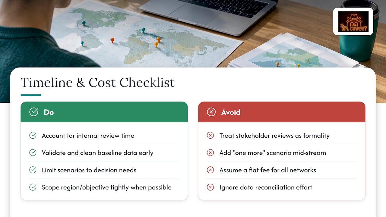 Timeline and Cost Considerations for a Network Design Project — overview diagram