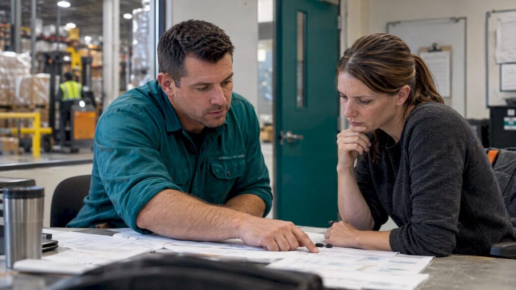Leaders reviewing supply chain roadmap gates