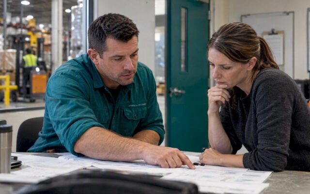 Leaders reviewing supply chain roadmap gates